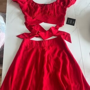 Lulu's Vibrant Red Two-Piece Set